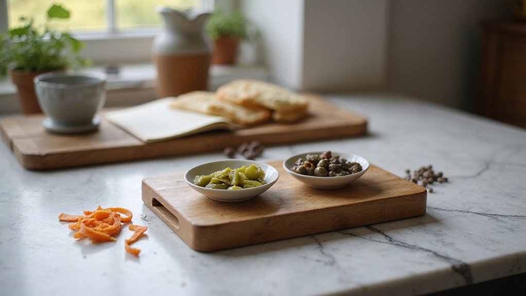 assemble colorful condiment platter