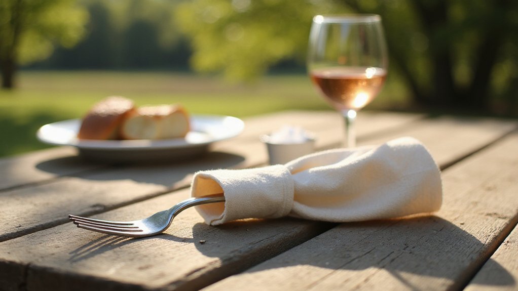 wrapping forks with napkins